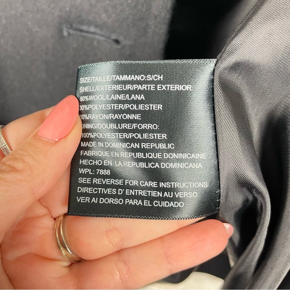 MICHAEL Michael Kors Black Wool Blend Pea Coat | Small Double-Breasted Pockets - Picture 7 of 9